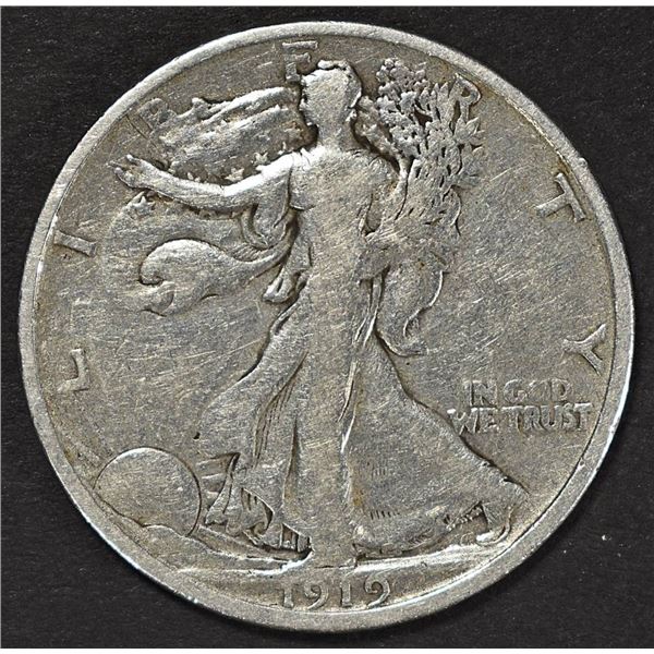 1919-D WALKING LIBERTY HALF DOLLAR VG/F