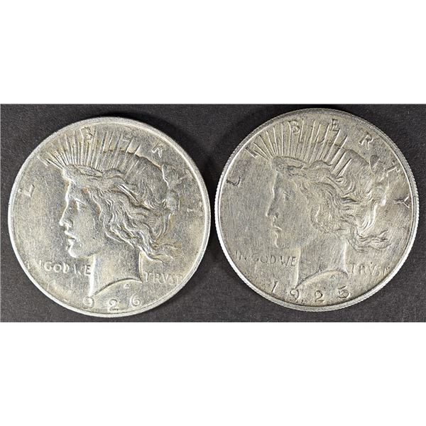 1925-S AU CLEANED & 1926-D XF/AU PEACE DOLLARS