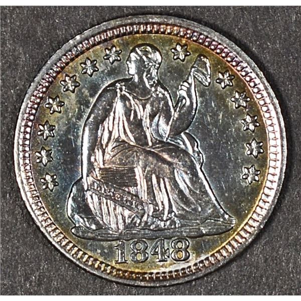 1848 SEATED LIBERTY HALF DIME SUPER GEM BU