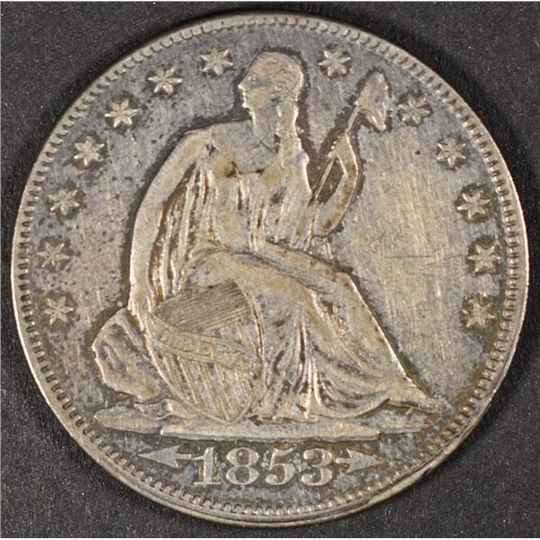 1853 SEATED LIBERTY HALF DOLLAR AU