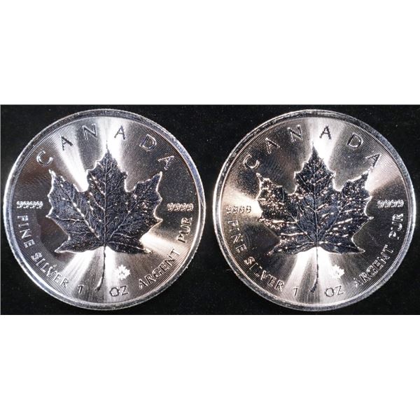 (2) 1 OZ .999 SILVER 2023 CANADIAN MAPLE ROUNDS
