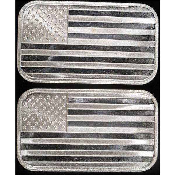 (2) 1 OZ .999 SILVER FLAG BARS
