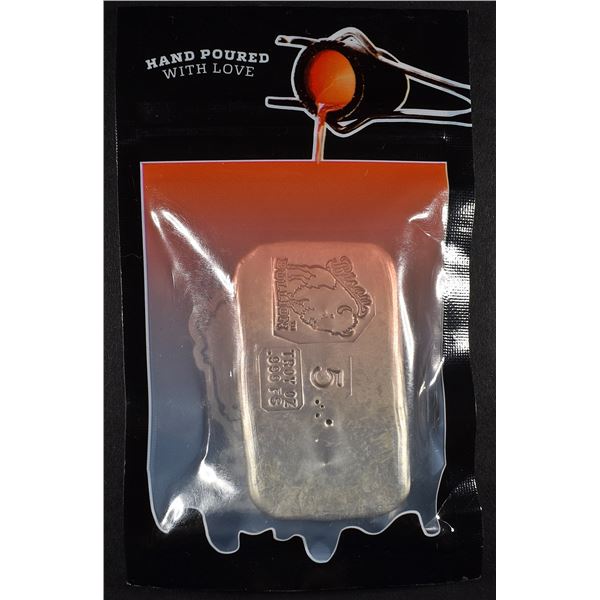 (1) 5 OZ .999 SILVER BISON BULLION BAR