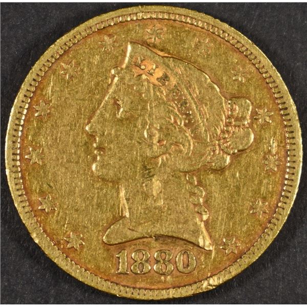 1880 $5 GOLD LIBERTY XF