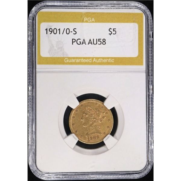 1901/0-S $5 GOLD LIBERTY PGA AU/BU