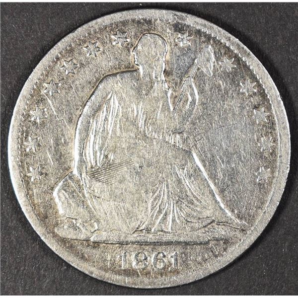 1861-S SEATED LIBERTY HALF DOLLAR VG