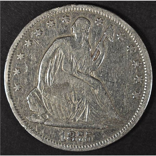 1875-S SEATED LIBERTY HALF DOLLAR VG