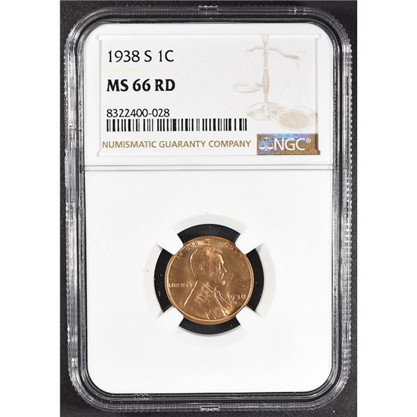1938-S LINCOLN CENT MS66RD NGC