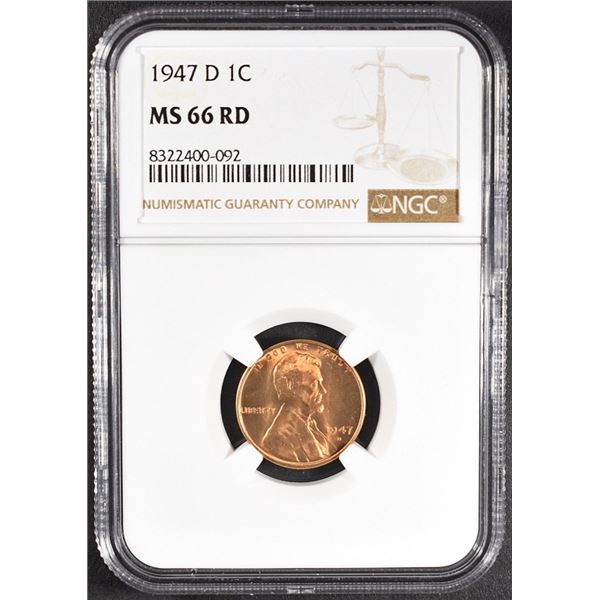 1947-D LINCOLN CENT MS66RD NGC