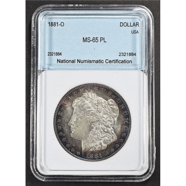 1881-O MORGAN DOLLAR GEM BU PL, NICE COLOR OBV.