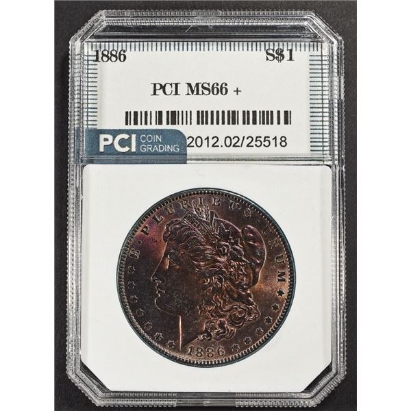 1886 MORGAN DOLLAR PCI SUPERB GEM BU, NICE COLOR