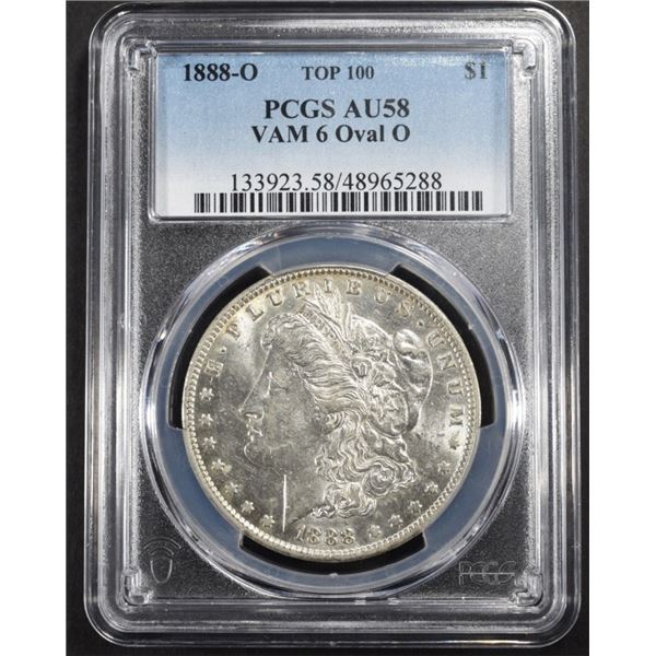 1888-O MORGAN DOLLAR PCGS AU-58 VAM 6 OVAL O