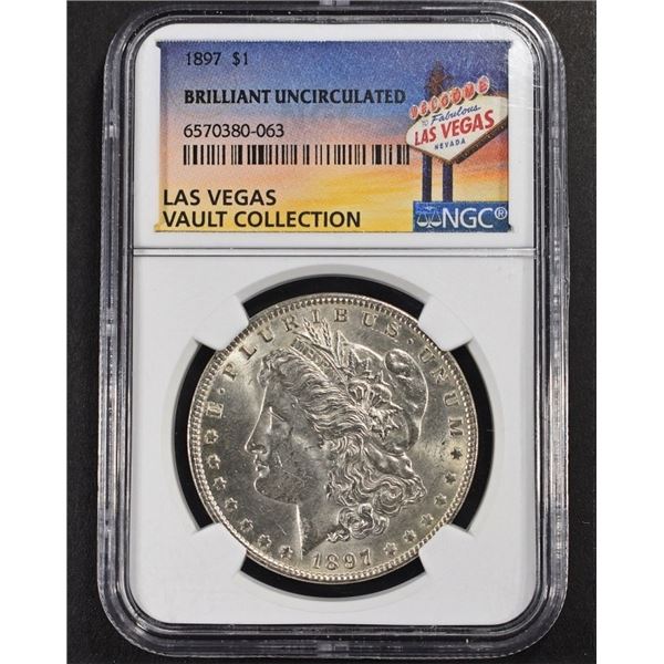 1897 MORGAN DOLLAR NGC BU LAS VEGAS VAULT