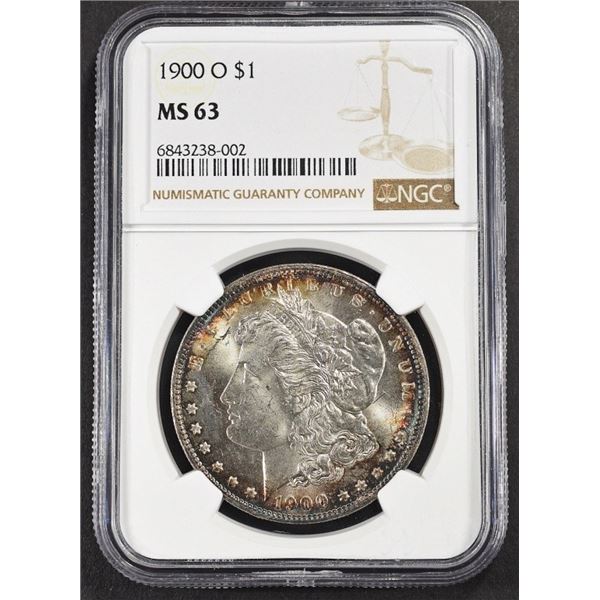 1900-O MORGAN DOLLAR NGC MS-63 COLOR