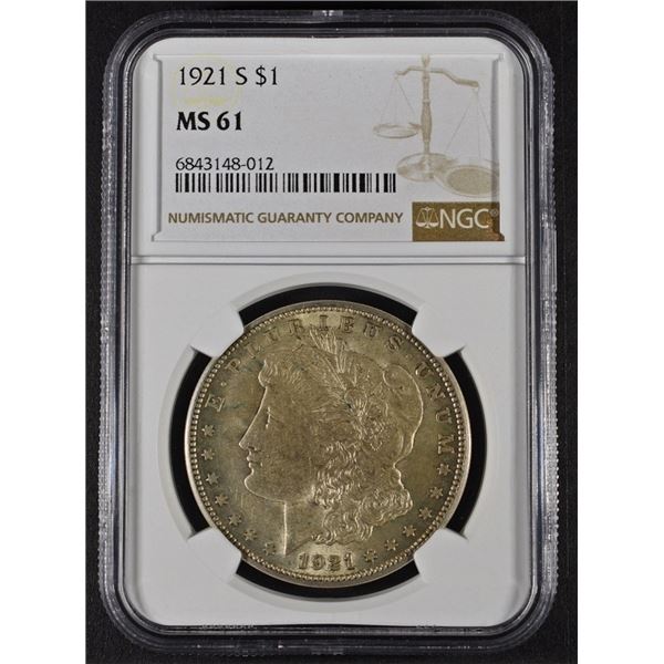 1921-S MORGAN DOLLAR NGC MS-61