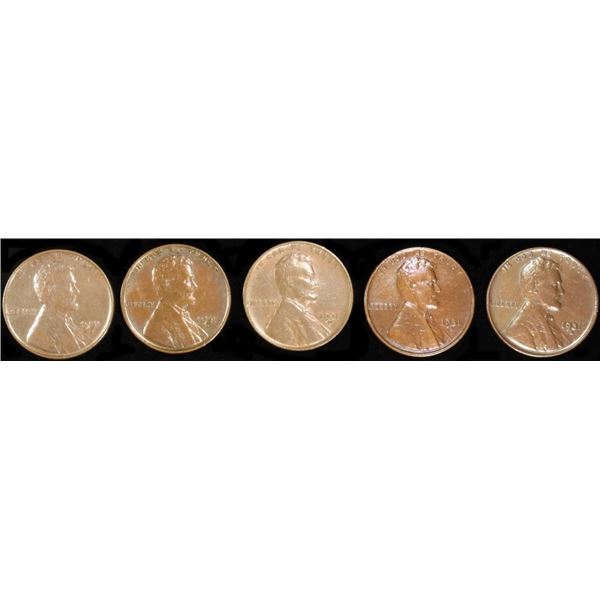 (5) 1931-D LINCOLN CENTS AU
