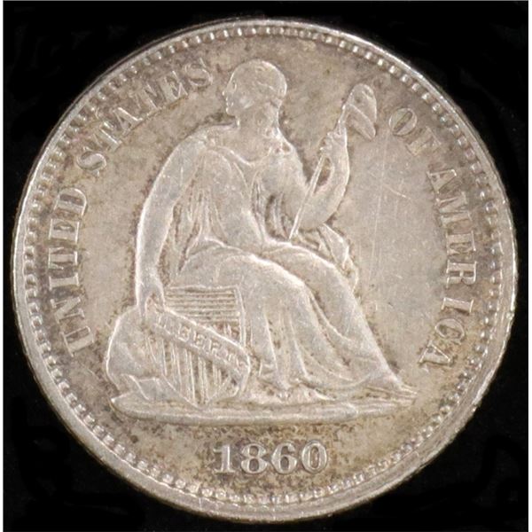1860 SEATED LIBERTY HALF DIME NICE ORIG BU