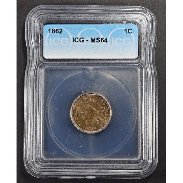 1862 INDIAN CENT ICG MS64
