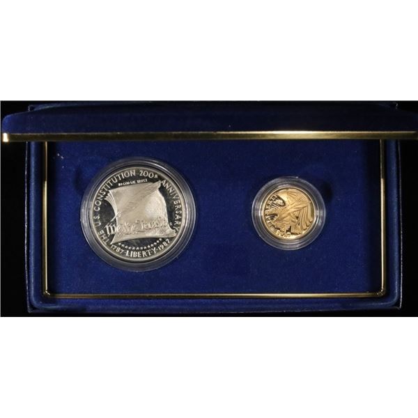 1987 CONSTITUTION PR SILV $1 & GOLD $5 COMMEM SET