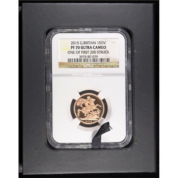 2015 GB 1SOV GOLD PROOF COIN NGC PF70