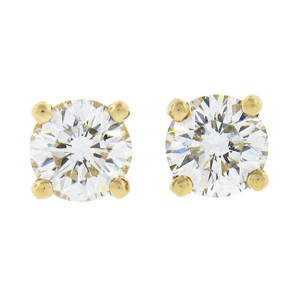 NEW Classic 14k Yellow Gold 0.50 ctw Round Ideal Cut Diamond 4-Prong Stud Earrin