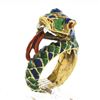 Image 8 : Vintage 18k Yellow Gold Multicolor Enamel Detailed Textured Snake Wrap Ring