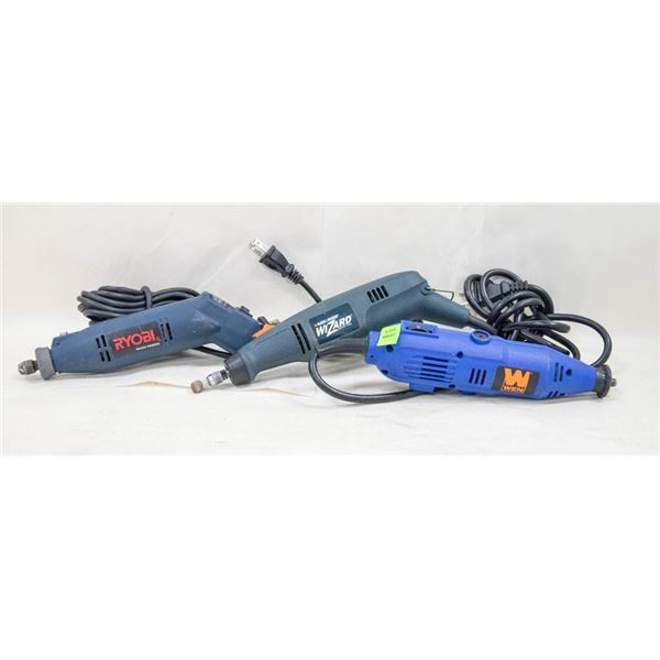 LOT OF 3 DREMEL TOOLS; WEN/ B&D WIZARD/ RYOBI
