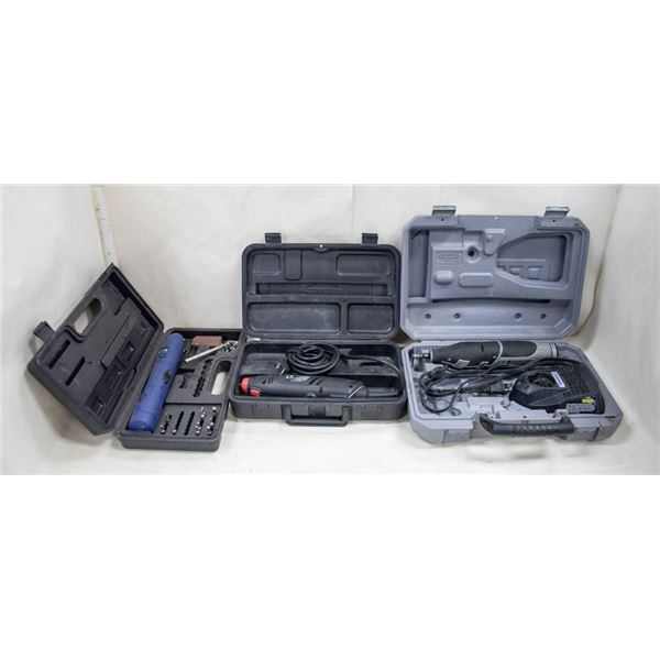 LOT OF 3 ROTARY TOOLS; POWER XT/ JOBMATE/ DREMEL
