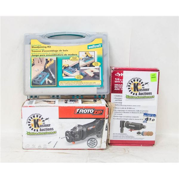 LOT OF 3 TOOLS; WOOD JOINING KIT/ 1/4" HUSKY ANGLE