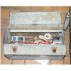 Image 1 : VINTAGE METAL TOOL BOX W/ CONTENTS