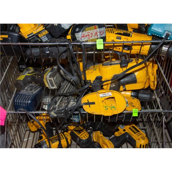 WIRE BIN FULL OF MISC DRILLS/ TOOLS/ ETC