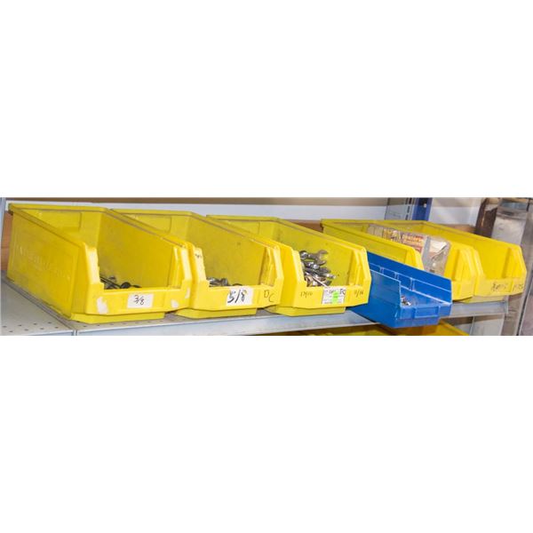 SIX BINS OF ASSORTED HAND WRENCHES