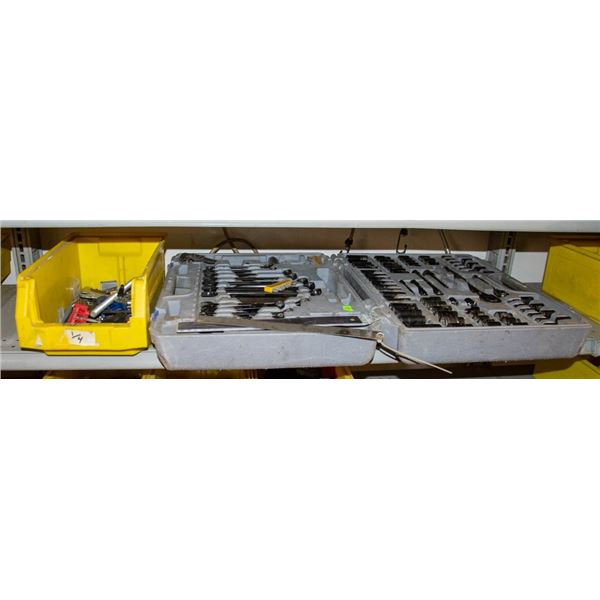 SOCKET WRENCH TOOL KIT AND BIN OF HARDWARE