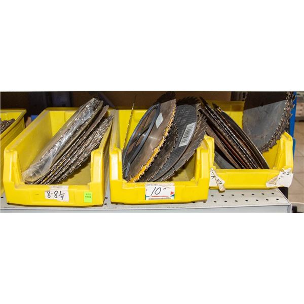 THREE LARGE BINS OF ASSORTED SAW BLADES