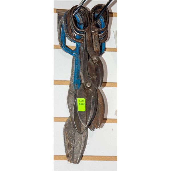 LOT OF SIX ASSORTED TIN SNIPS