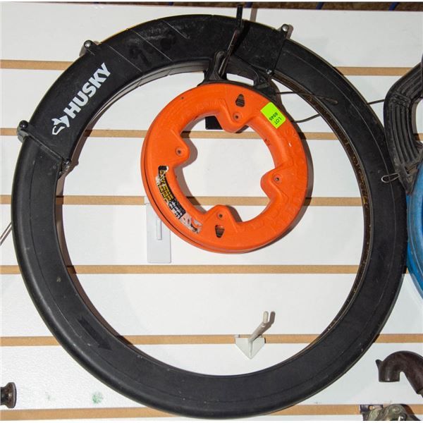 TWO ASSORTED STEEL FISH TAPE REELS