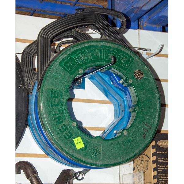 FOUR ASSORTED STEEL FISH TAPE REELS