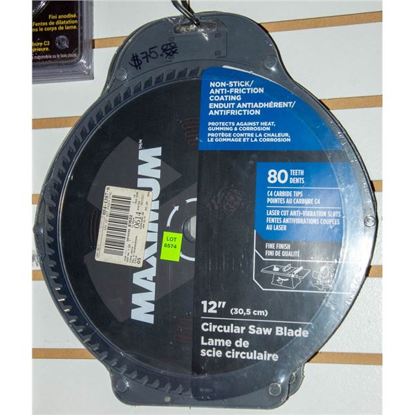 LOT OF TWO MAXIMUM 12" CIRCULAR SAW BLADES