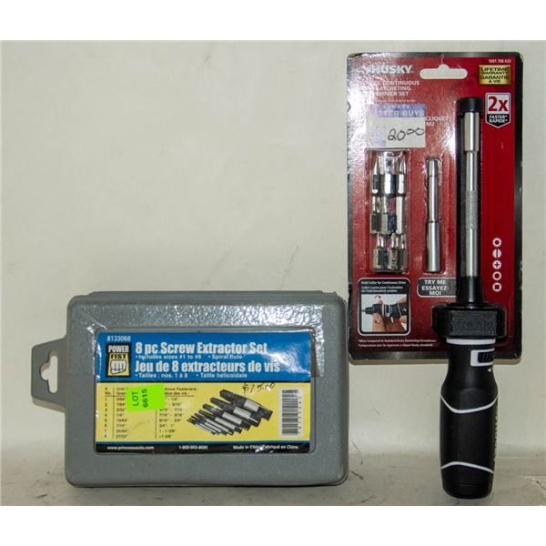 8PC SCREW EXTRACTOR SET AND BIT SET