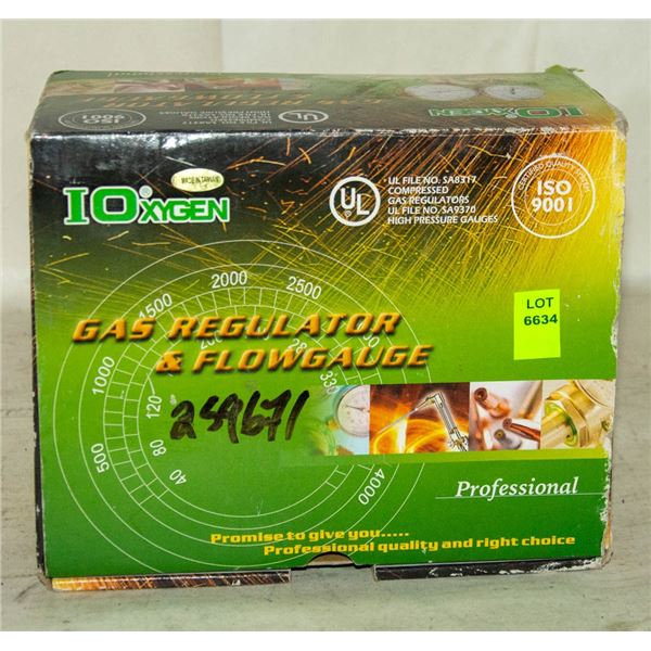 IOXYGEN GAS REGULATOR AND FLOW GAUGE