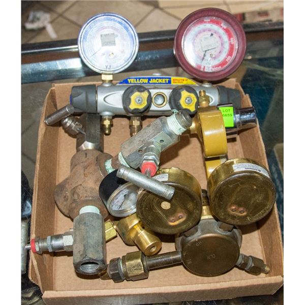 LOT OF ASSORTED VALVES AND GAUGES