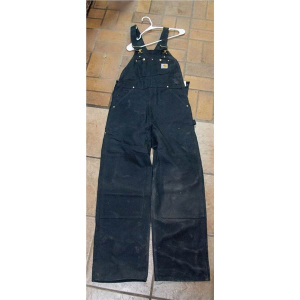 BLACK CARHARTT DUCK BIB OVERALLS SIZE 32X32