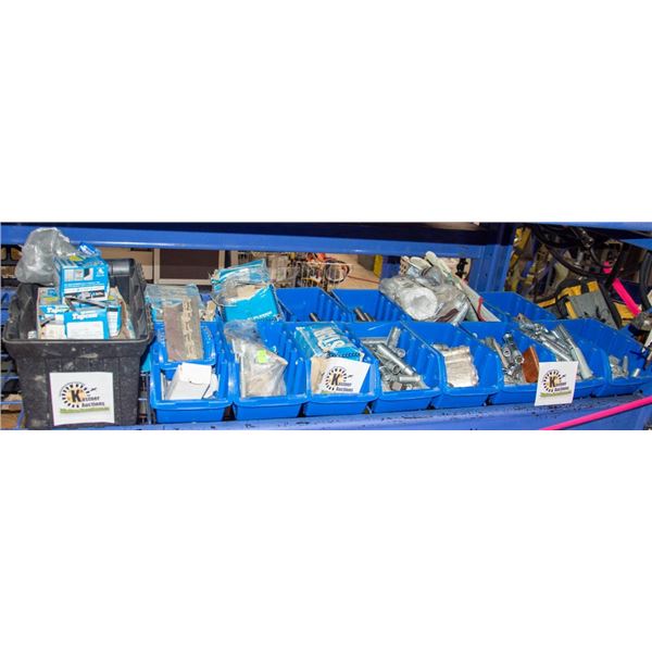 SIXTEEN BINS OF HEAVY DUTY ANCHOR BOLTS AND