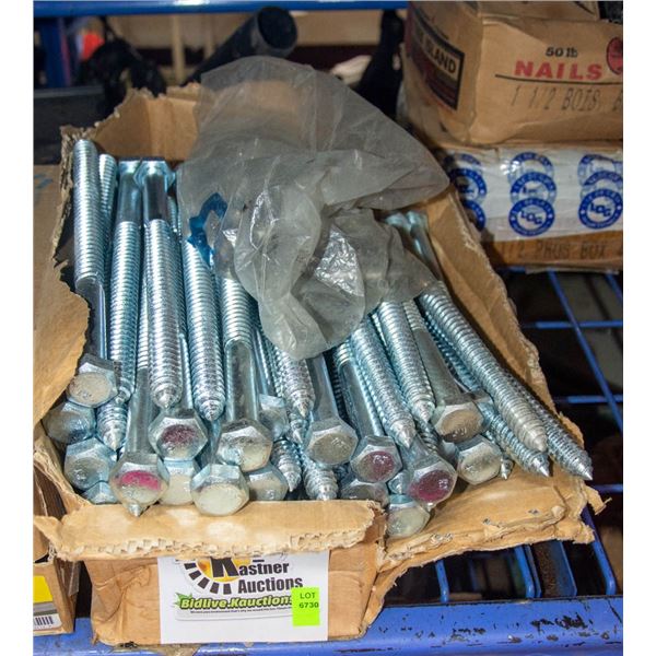 BOX OF HEAVY DUTY HEXLAG SCREWS