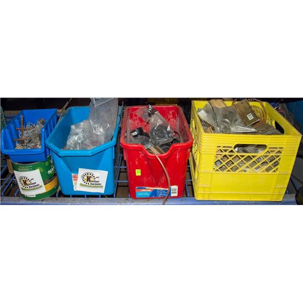 LARGE LOT OF ASSORTED SCREWS, NAILS, HARDWARES,