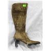 WOMENS BROWN SNAKE SKIN HIGH DRESS BOOT