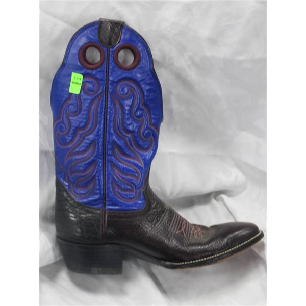 HONDO LEATHER BLUE AND BROWN COWBOY BOOTS