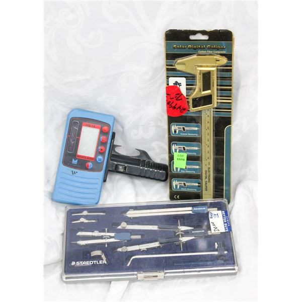 LOT OF ASSORTED TOOLS; SOLAR DIGITAL CALIPER,