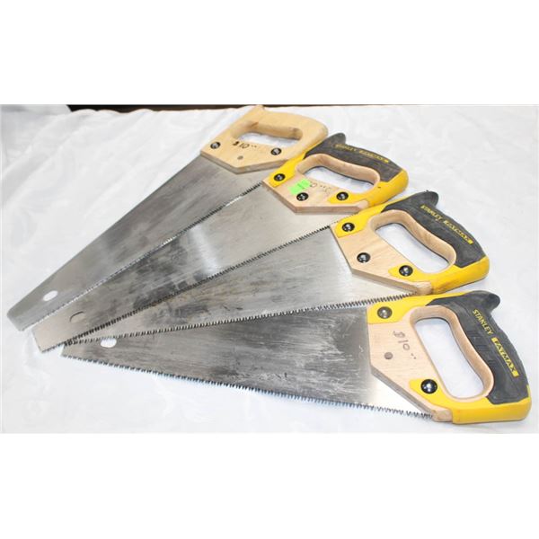LOT OF 4 ASSORTED HANDSAWS; STANLEY & ?