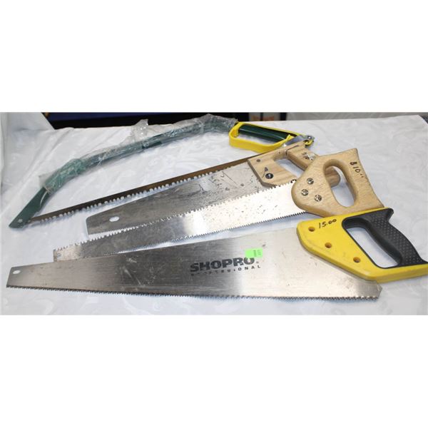 LOT OF 4 ASSORTED HANDSAWS